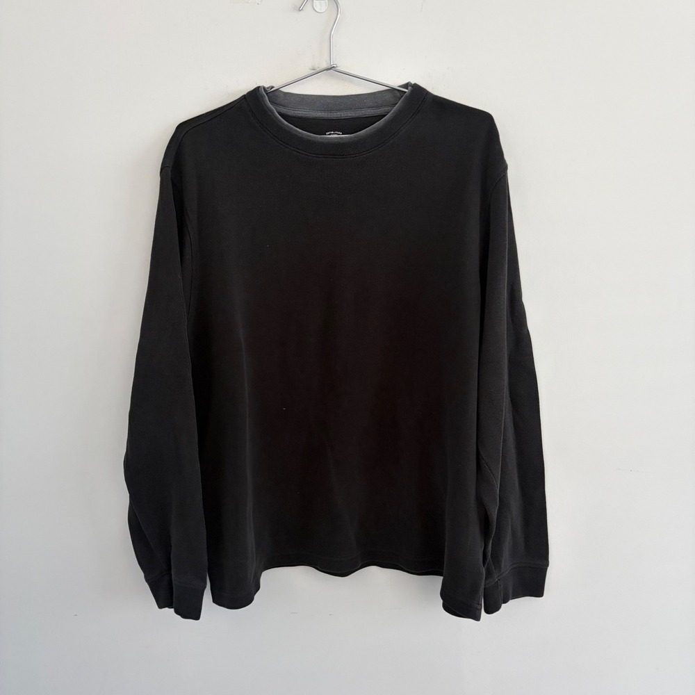 Faded Glory Mens XL Black Thermal Long Sleeve Crew Neck Shirt